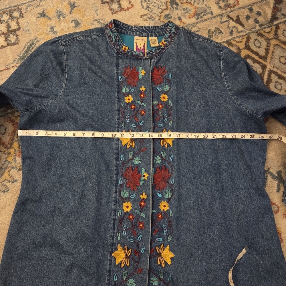Vintage Original Anthony Denim Embroidered Button Down Jacket Women's 3X Cottage - Picture 6 of 11